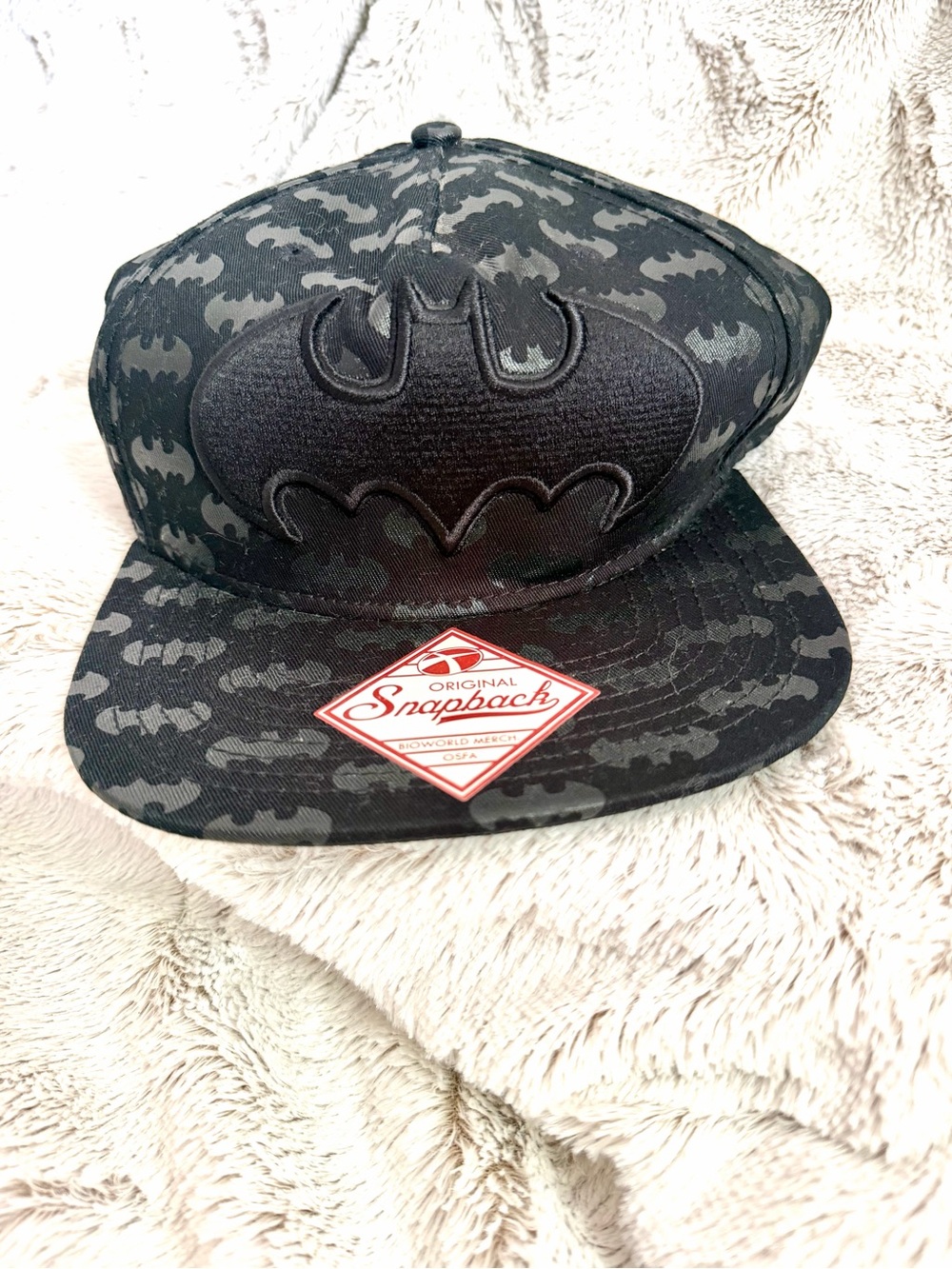 Bioworld Batman All Over Print Graphic Snapback Hat Black Gray DC Comics Cap